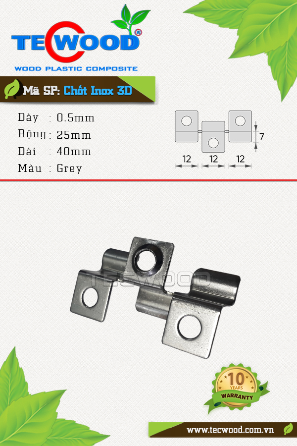 Phụ kiện Chốt Inox 3D