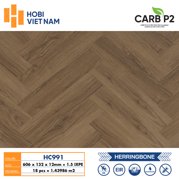 Sàn gỗ xương cá Hobi Carb HC991