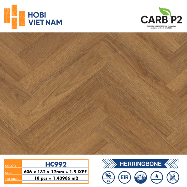 Sàn gỗ xương cá Hobi Carb HC992
