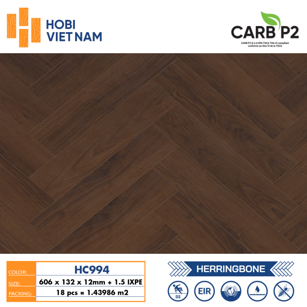Sàn gỗ xương cá Hobi Carb HC994