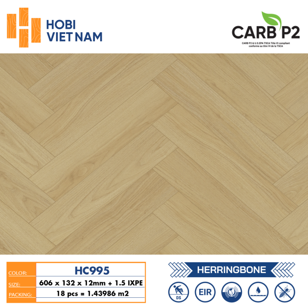 Sàn gỗ xương cá Hobi Carb HC995