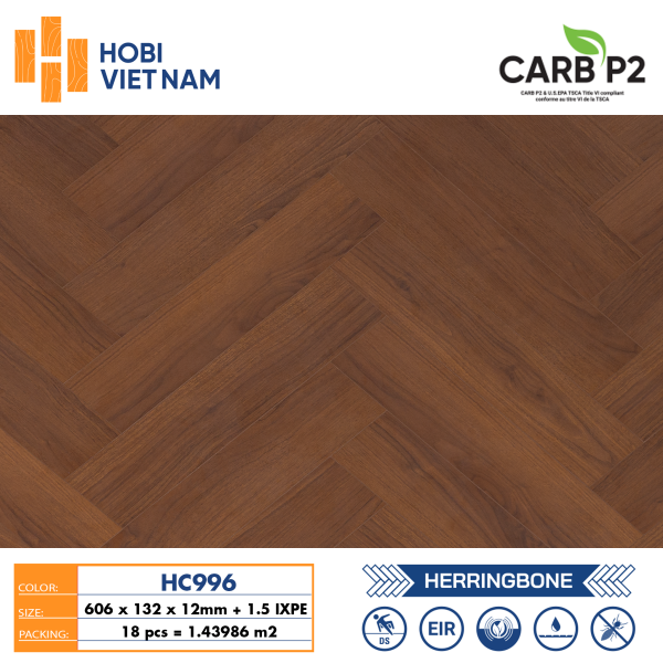 Sàn gỗ xương cá Hobi Carb HC996