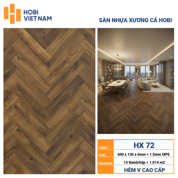 Sàn nhựa xương cá Hobi HX72