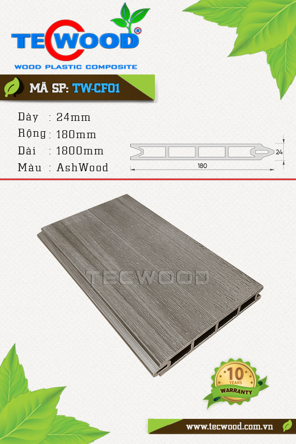 Sàn gỗ ngoài trời Tecwood TW-CF01 AshWood