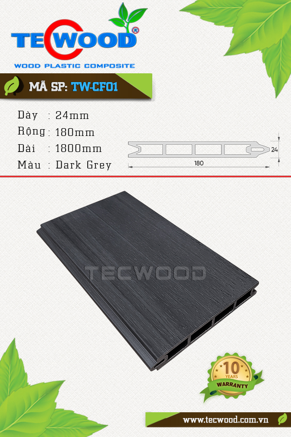 Sàn gỗ ngoài trời Tecwood TW-CF01 Dark Grey
