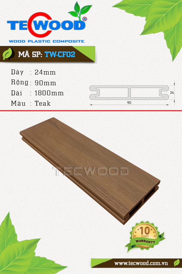 Sàn gỗ ngoài trời Tecwood TW-CF02 Teak