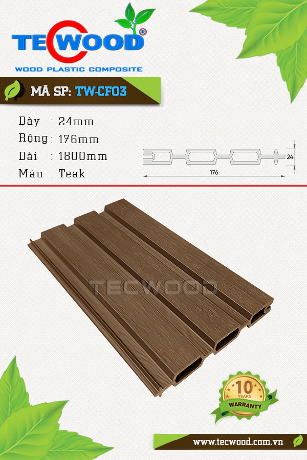 Sàn gỗ ngoài trời Tecwood TW-CF03 Teak