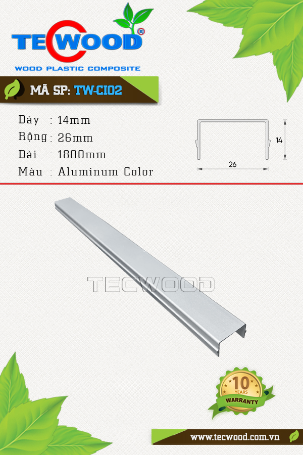 Sàn gỗ ngoài trời Tecwood TW-CI02 Aluminum Color
