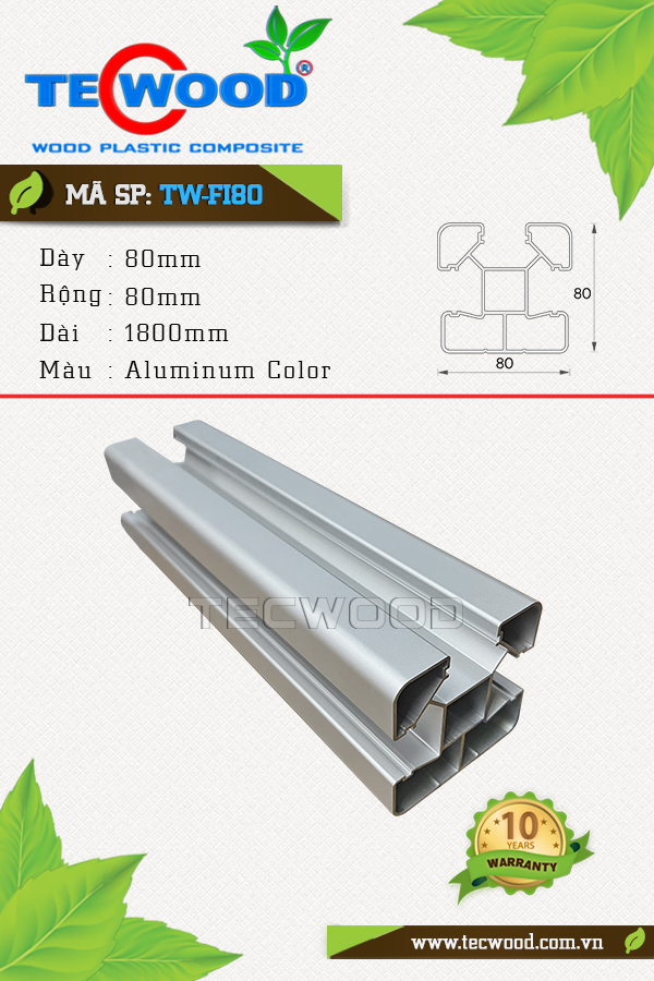 Sàn gỗ ngoài trời Tecwood TW-FI80 Aluminum Color