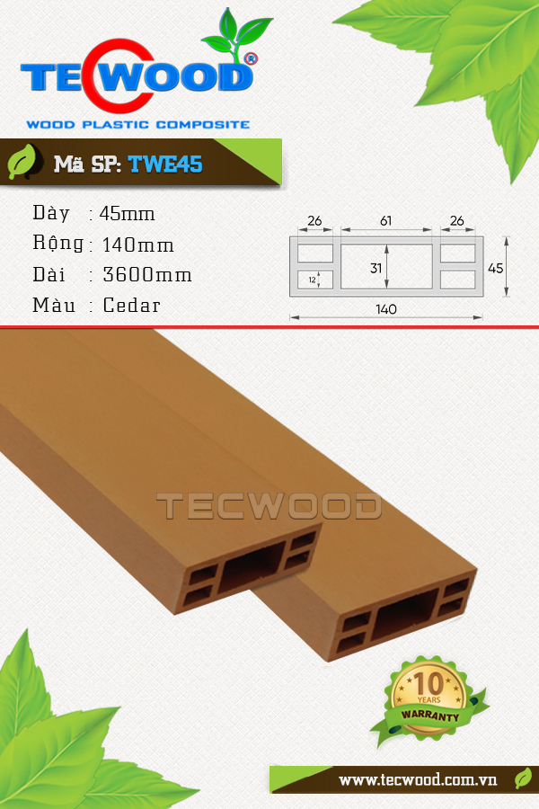 Thanh lam TWE45 Cedar