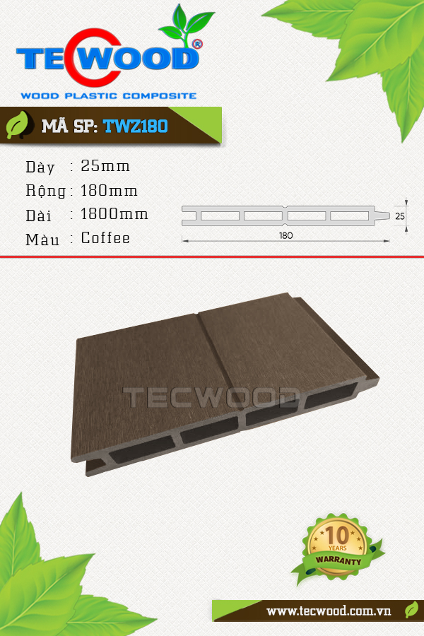 Sàn gỗ ngoài trời Tecwood TWZ180 Coffee