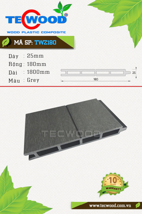 Sàn gỗ ngoài trời Tecwood TWZ180 Grey